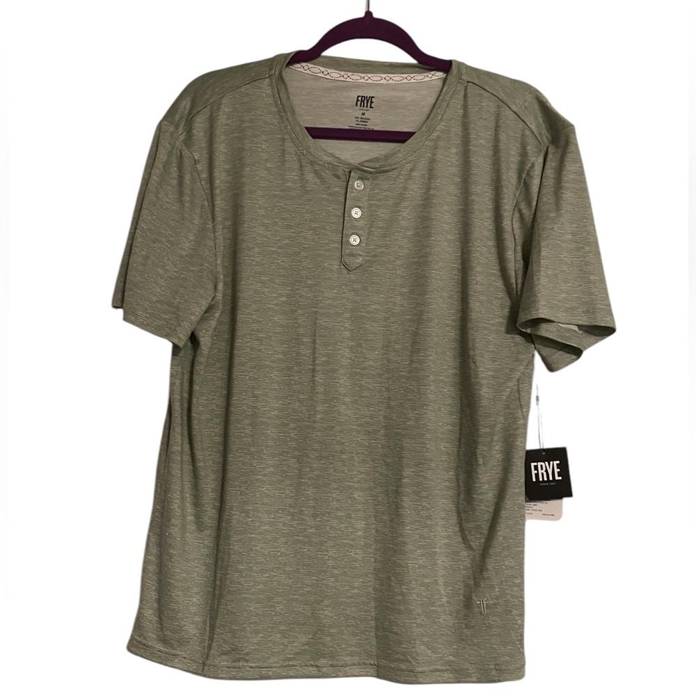 Frye Men’s Short Sleeve Henley Shirt‎ - Green, Medium - NWT (New With Tags)